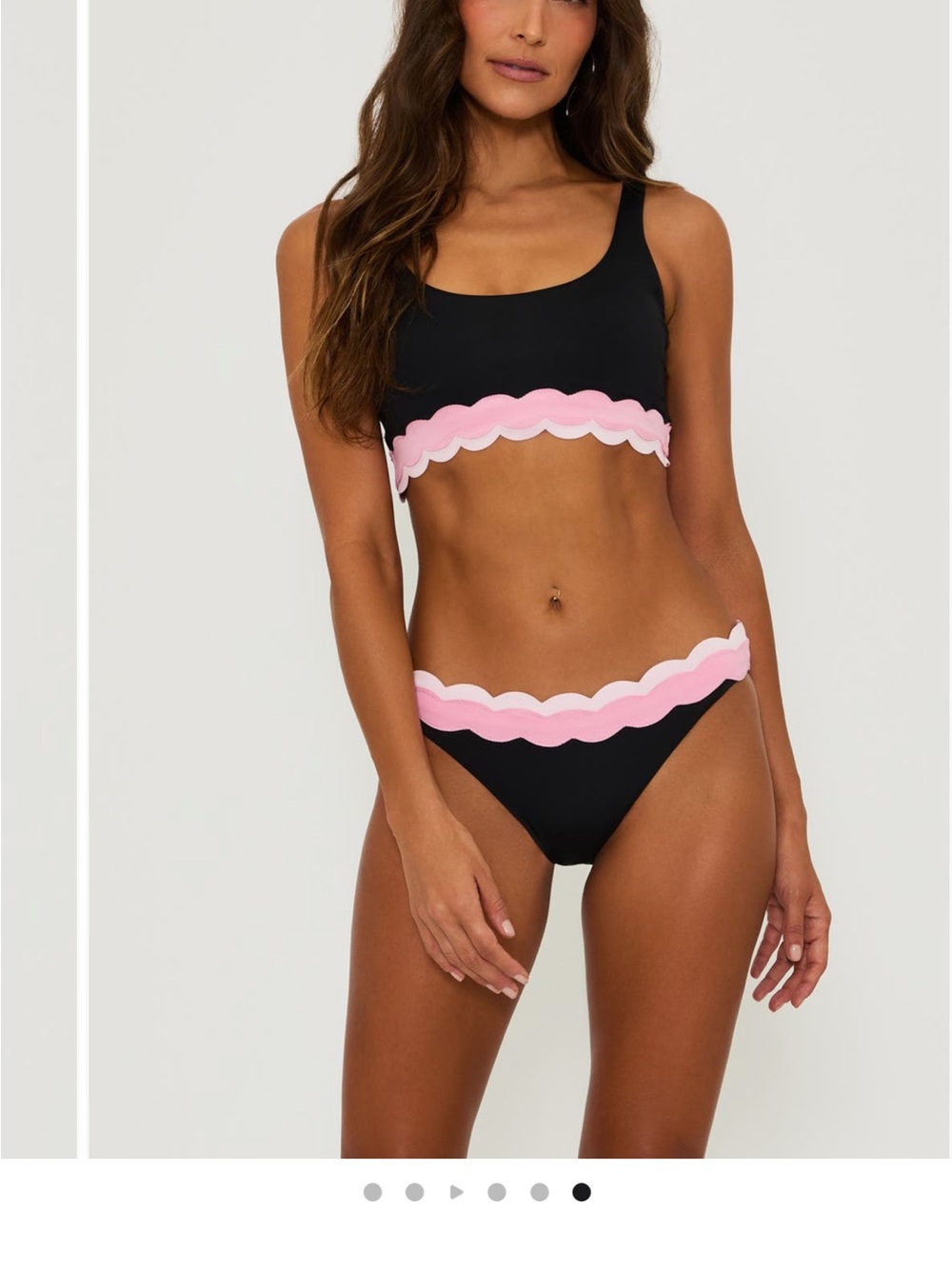 Beach Riot Black Bikini with Pink Scallop Trim